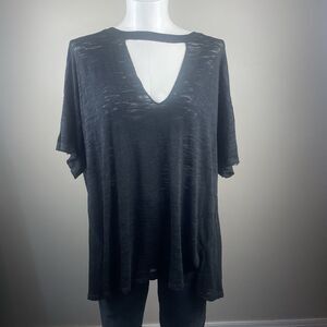 FREE PEOPLE Black Medium Jordan Burnout Tee Boho Oversized Retro